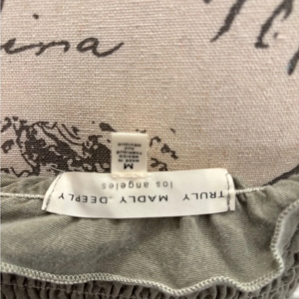 Truly Madly Deeply Sage Green Smocked Crop Top - Picture 3 of 4